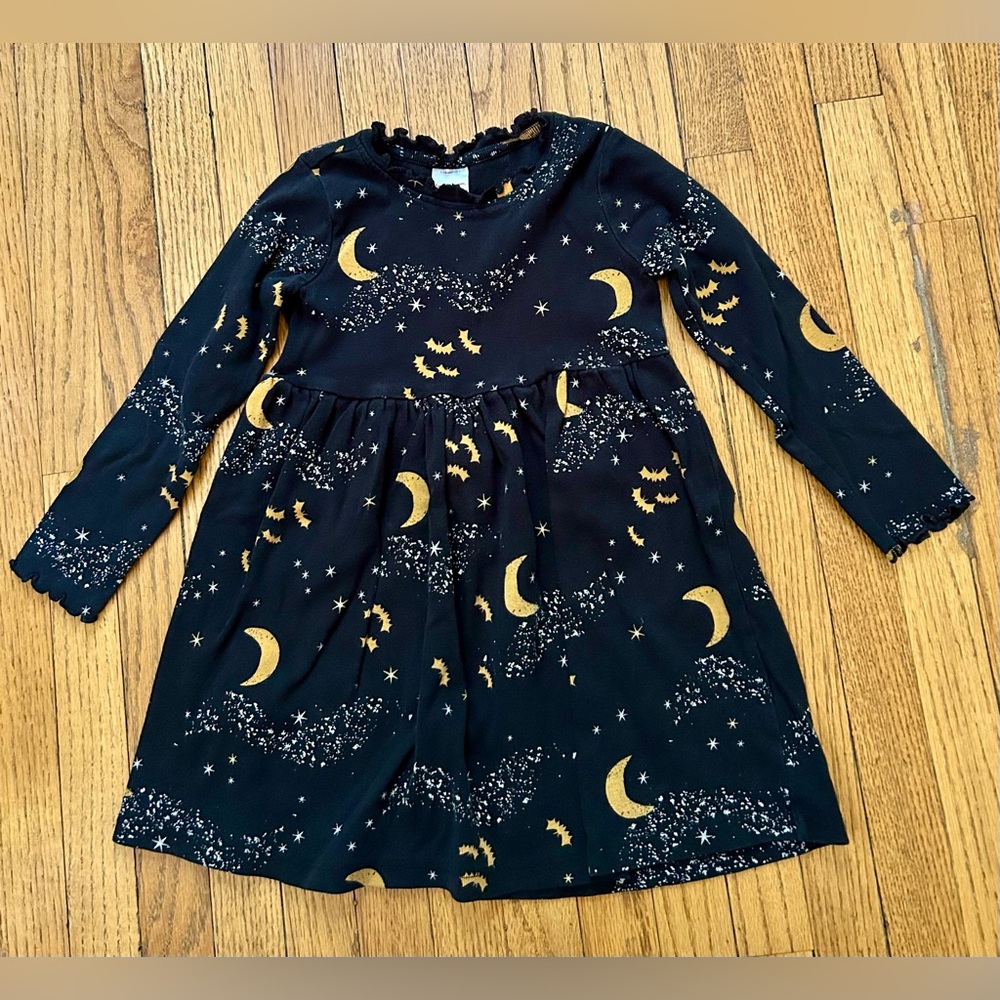 Hanna Andersson Black and Gold Moon and Stars Dress